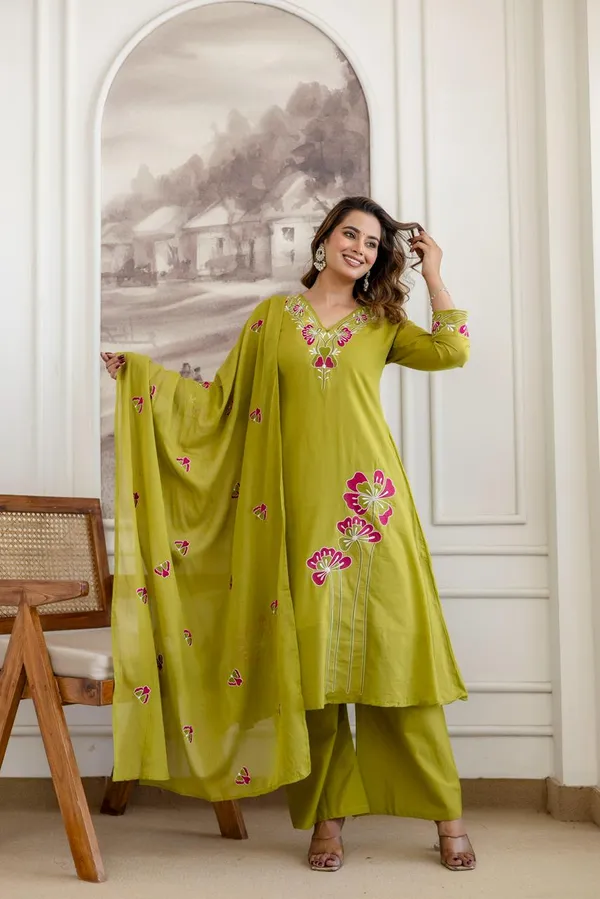 Moss_Green_Floral_Embroidered_Kurta_Set_with_Dupatta_for_Women_&_Girls.