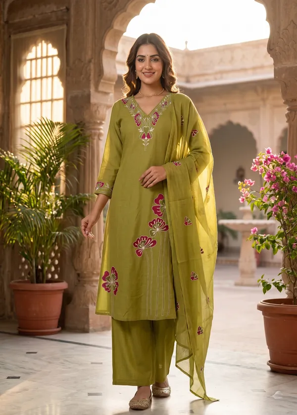 Moss_Green_Floral_Embroidered_Kurta_Set_with_Dupatta_for_Women_&_Girls.