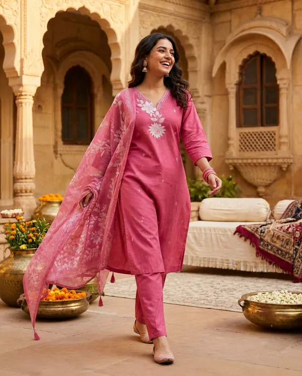 Blush_Pink_Cotton-Blend_Kurta_Pant_Set_with_Sheer_Dupatta