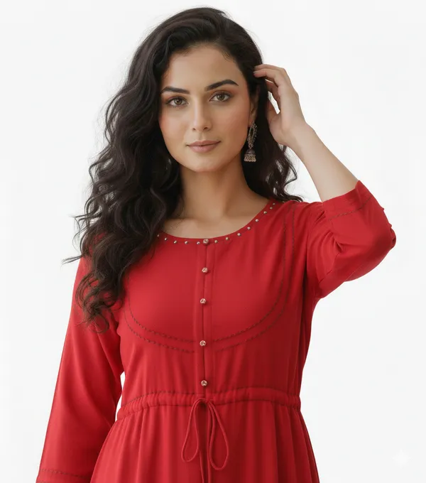Red_Cotton_Kurti_For_Women_And_Girls