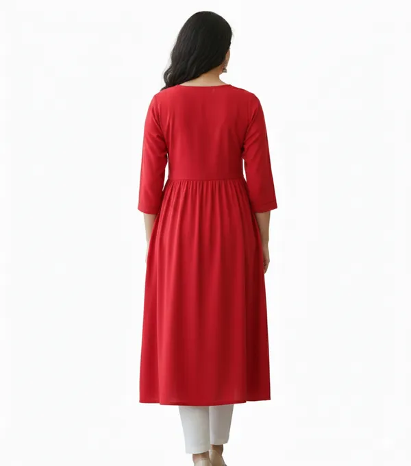 Red_Cotton_Kurti_For_Women_And_Girls