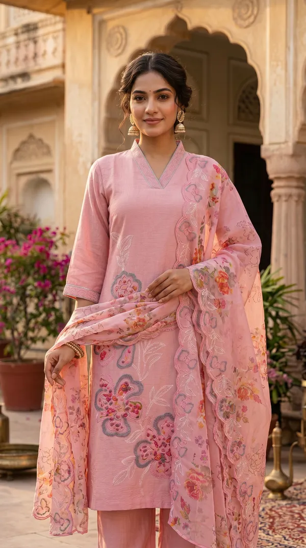 Pink_Floral_Embroidered_Silk-Blend_Set_with_Dupatta_for_Women_&_Girls