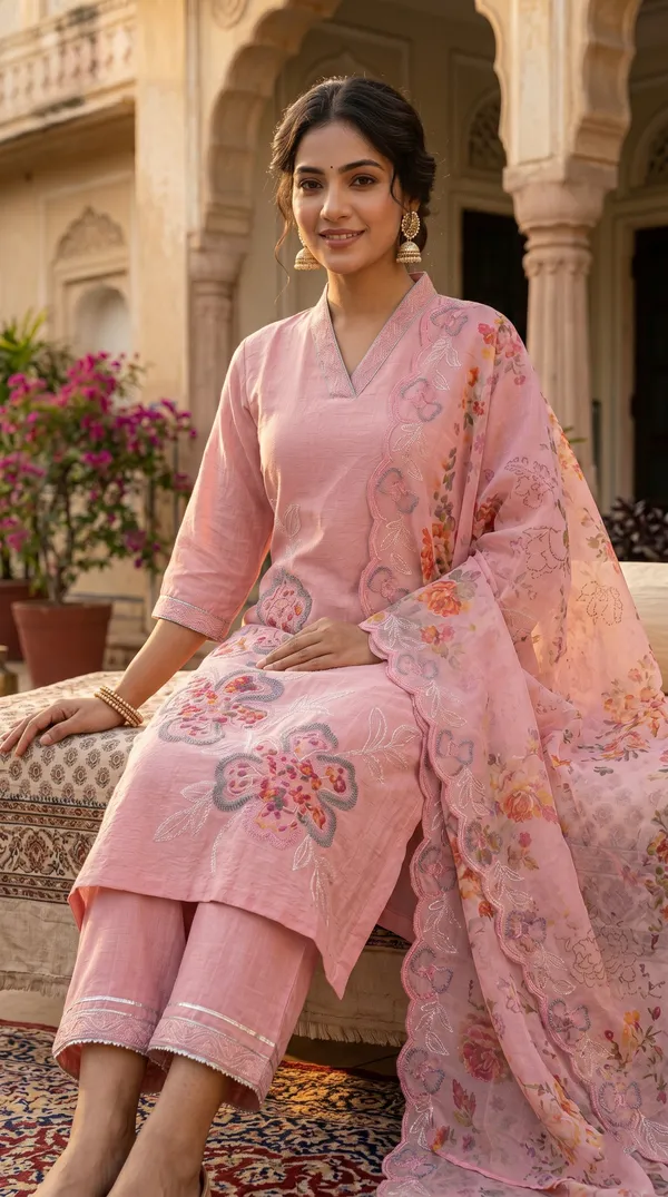 Pink_Floral_Embroidered_Silk-Blend_Set_with_Dupatta_for_Women_&_Girls