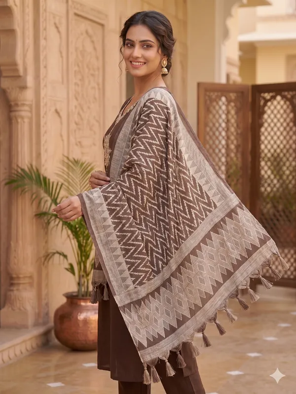 Chocalate_Brown_Embroidered_Sharara_Set_with_Dupatta_for_Women_&_Girls