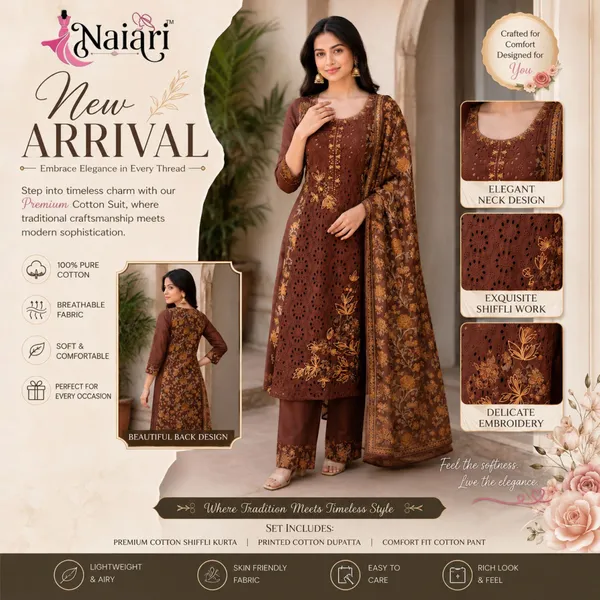 Chocolate_Brown_Floral_Schiffli_Kurti_Set_with_Dupatta_for_Women_&_Girls.