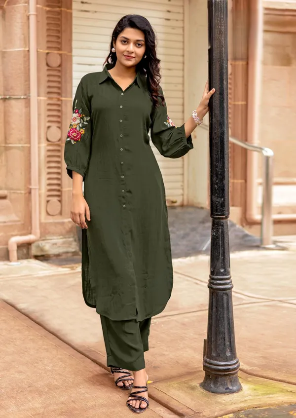 Mehndi_Green_Embroidered_Sleeve_Co-Ord_Set_For_Girls_&_Women