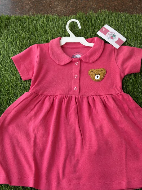 Pink_Bamboo_Cotton_Frock_With_Teddy_Style_Collar