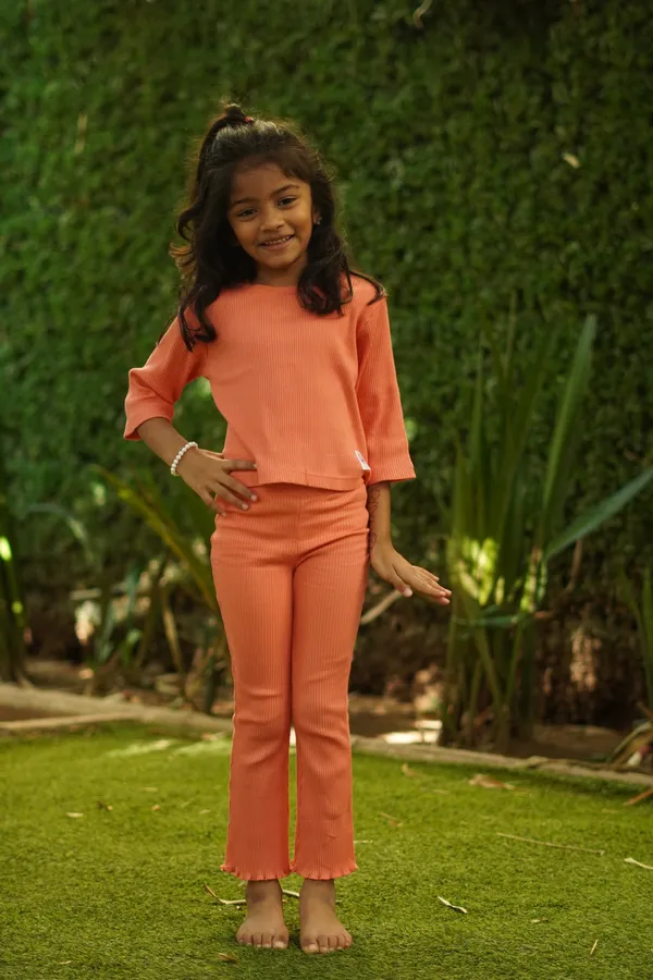 Orange_Ribbed_Cotton_Top_And_Pant_Co_Ord_Set