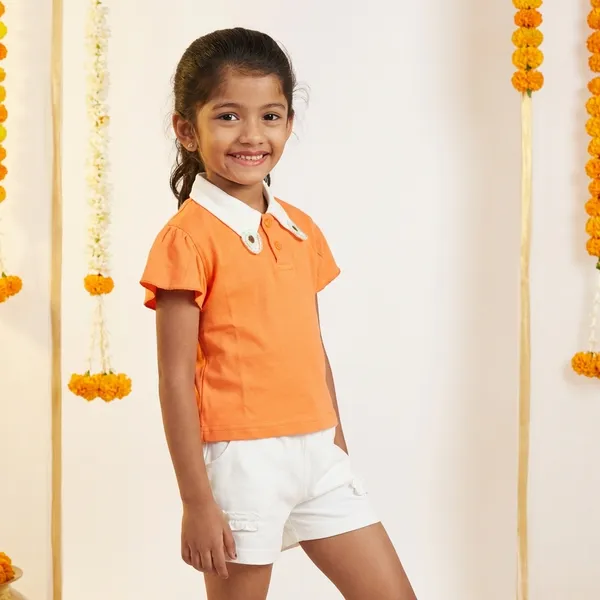 Orange_Premium_Interlock_Top_And_Shorts_Co_Ord_Set