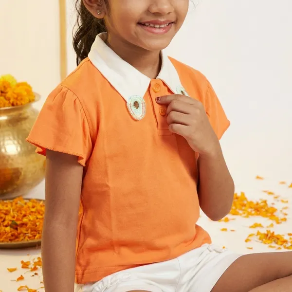 Orange_Premium_Interlock_Top_And_Shorts_Co_Ord_Set