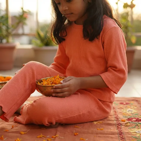 Orange_Ribbed_Cotton_Top_And_Pant_Co_Ord_Set