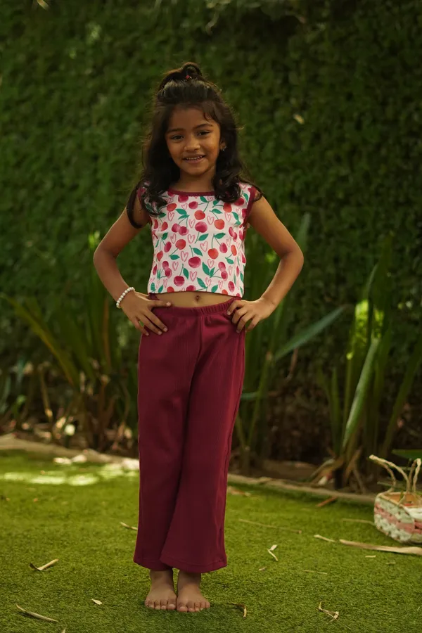 Maroon_Ribbed_Cotton_Sleeveless_Top_And_Pant_Co_Ord_Set