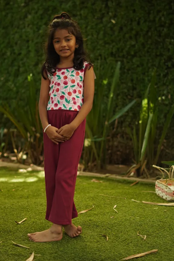 Maroon_Ribbed_Cotton_Sleeveless_Top_And_Pant_Co_Ord_Set