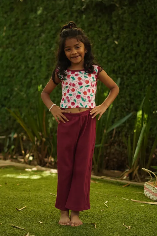 Maroon_Ribbed_Cotton_Sleeveless_Top_And_Pant_Co_Ord_Set