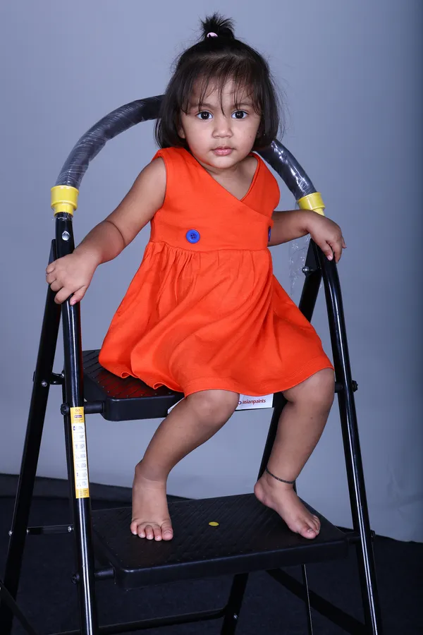 Orange_Bamboo_Cotton_Sleeveless_Frock_With_Front_Button_Detailing