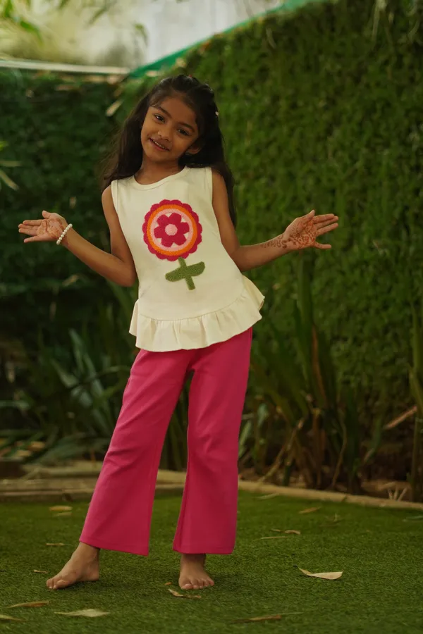 Pink_Waffle_And_Ribbed_Cotton_Sleeveless_Top_And_Pant_Co_Ord_Set