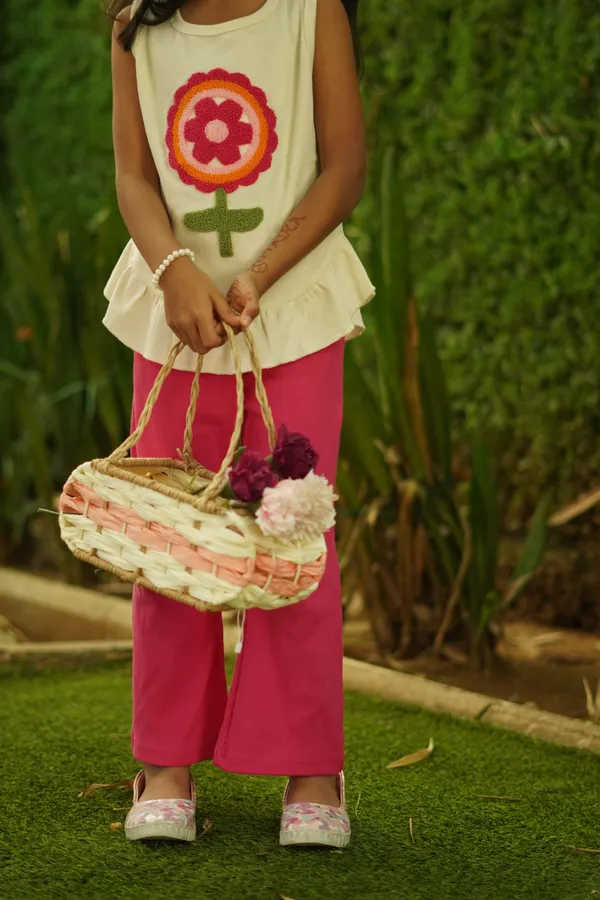 Pink_Waffle_And_Ribbed_Cotton_Sleeveless_Top_And_Pant_Co_Ord_Set