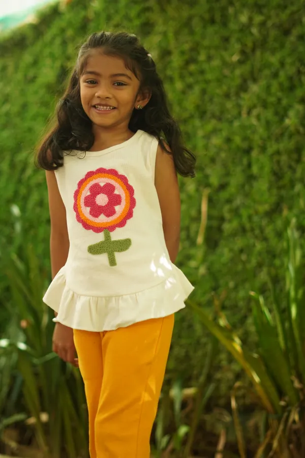 Yellow_Waffle_And_Ribbed_Cotton_Sleeveless_Top_And_Pant_Co_Ord_Set