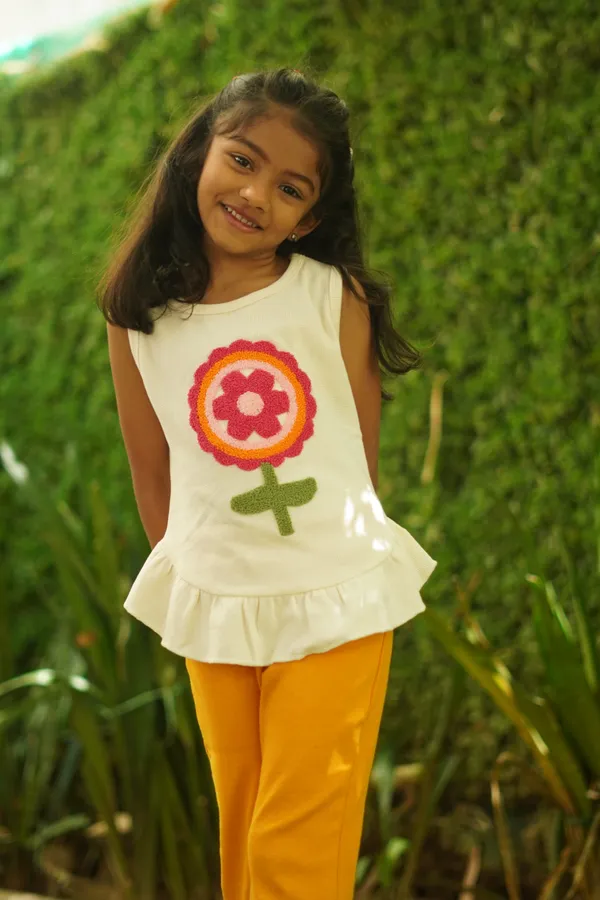 Yellow_Waffle_And_Ribbed_Cotton_Sleeveless_Top_And_Pant_Co_Ord_Set
