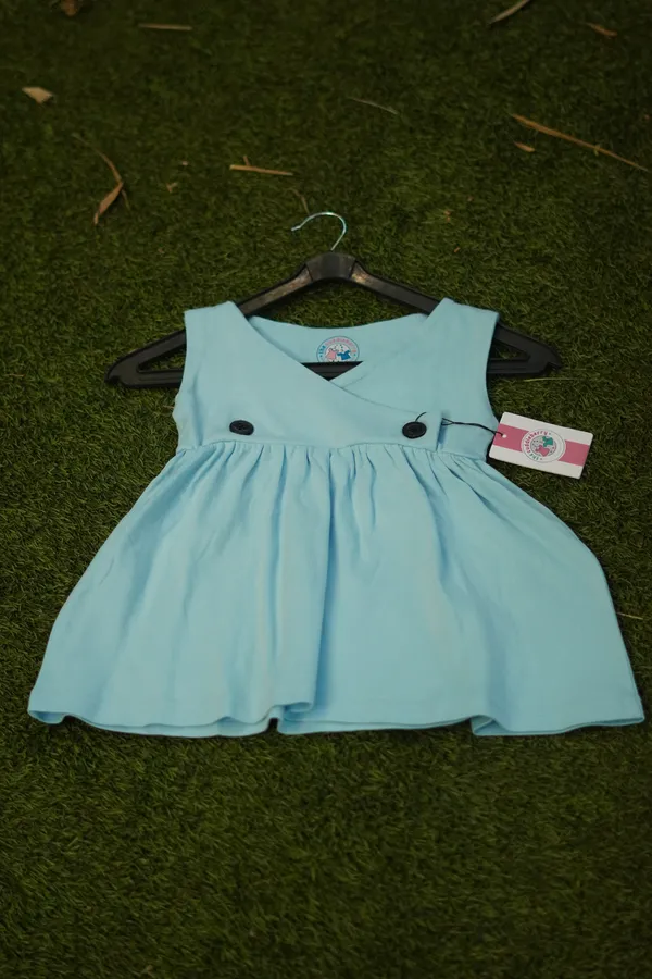 Light_Blue_Bamboo_Cotton_Sleeveless_Frock_With_Front_Button_Detailing