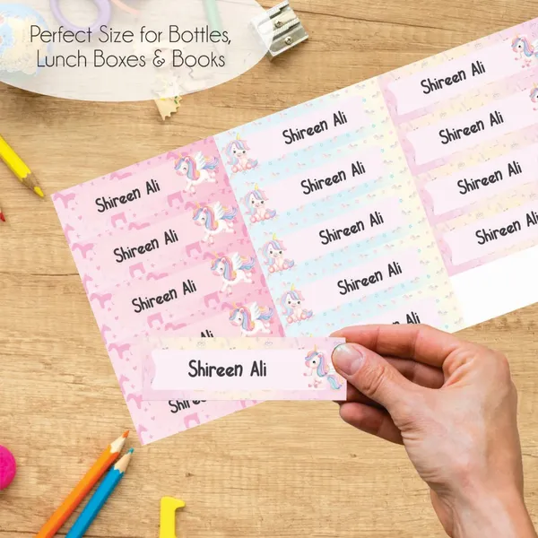 Zooplay_India_Waterproof_Name_Stickers,_Pack_of_90_Personalized_Stickers_for_School,_Bottles,_Lunchboxes_&_Stationery_�_Durable,_Peel_&_Stick,_Dishwasher_Safe_Tags_(Sparkle_Unicorn)