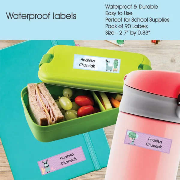 Waterproof_Name_Labels_Happy_Llamas