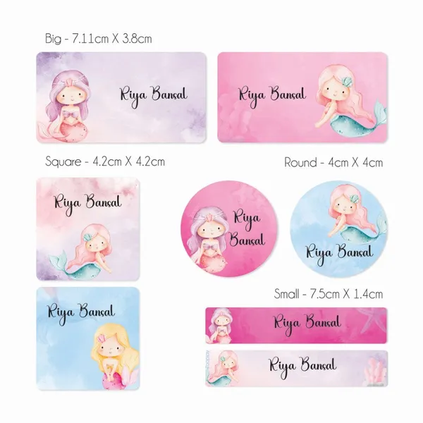 Mixed_Waterproof_Labels_For_Kids_Little_Mermaid