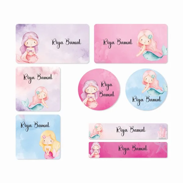 Mixed_Waterproof_Labels_For_Kids_Little_Mermaid