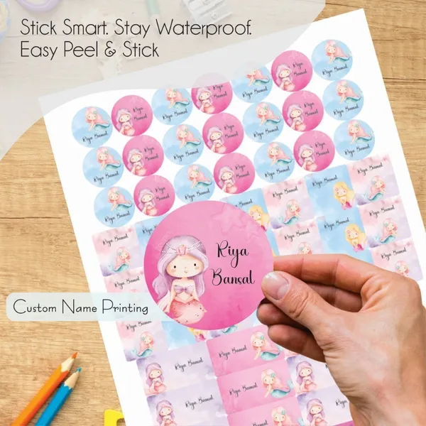 Mixed_Waterproof_Labels_For_Kids_Little_Mermaid