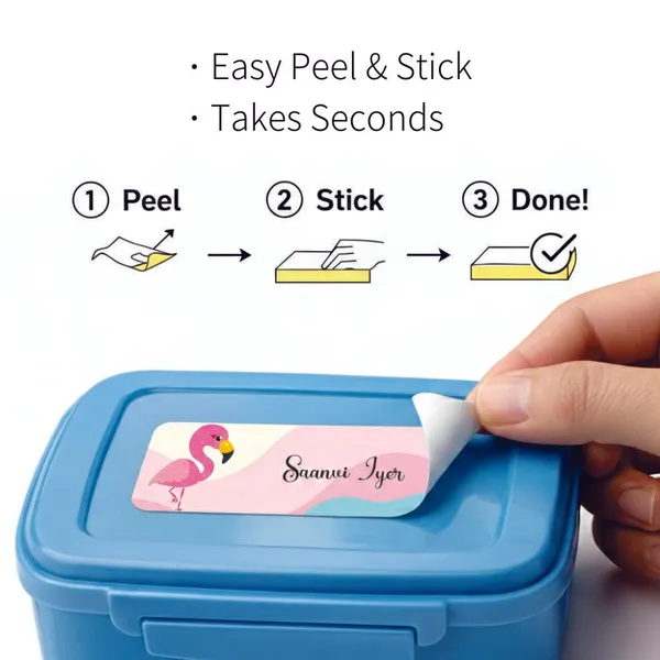 Zooplay_India_Waterproof_Name_Stickers,_Pack_of_90_Personalized_Stickers_for_School,_Bottles,_Lunchboxes_&_Stationery_�_Durable,_Peel_&_Stick,_Dishwasher_Safe_Tags_(Flamingo_Dreams)