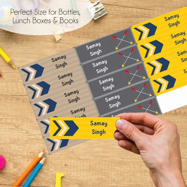 Zooplay_India_Waterproof_Name_Stickers,_Pack_of_90_Personalized_Stickers_for_School,_Bottles,_Lunchboxes_&_Stationery_�_Durable,_Peel_&_Stick,_Dishwasher_Safe_Tags_(Arrow_Magic)