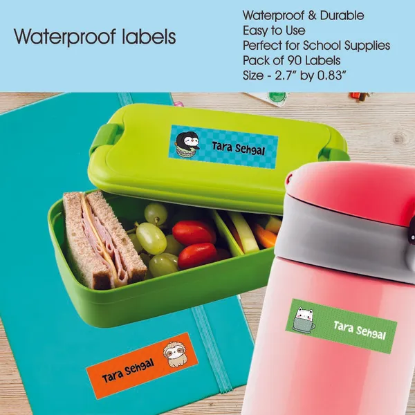 Zooplay_India_Waterproof_Name_Stickers,_Pack_of_90_Personalized_Stickers_for_School,_Bottles,_Lunchboxes_&_Stationery_�_Durable,_Peel_&_Stick,_Dishwasher_Safe_Tags_(Kawaii_Cuties)