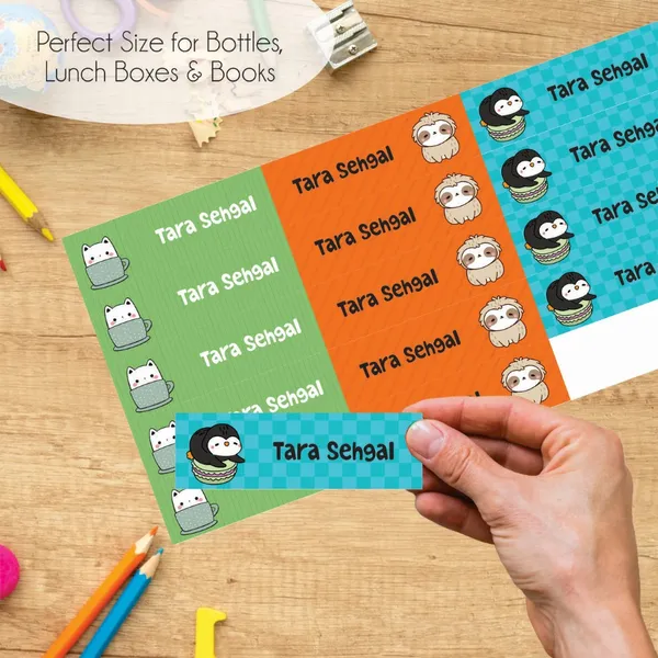 Zooplay_India_Waterproof_Name_Stickers,_Pack_of_90_Personalized_Stickers_for_School,_Bottles,_Lunchboxes_&_Stationery_�_Durable,_Peel_&_Stick,_Dishwasher_Safe_Tags_(Kawaii_Cuties)