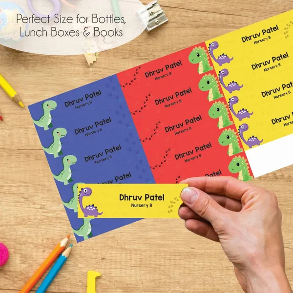 Zooplay_India_Waterproof_Name_Stickers,_Pack_of_90_Personalized_Stickers_for_School,_Bottles,_Lunchboxes_&_Stationery_�_Durable,_Peel_&_Stick,_Dishwasher_Safe_Tags_(Dino_World)