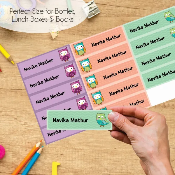 Zooplay_India_Waterproof_Name_Stickers,_Pack_of_90_Personalized_Stickers_for_School,_Bottles,_Lunchboxes_&_Stationery_�_Durable,_Peel_&_Stick,_Dishwasher_Safe_Tags_(Little_Hoots)