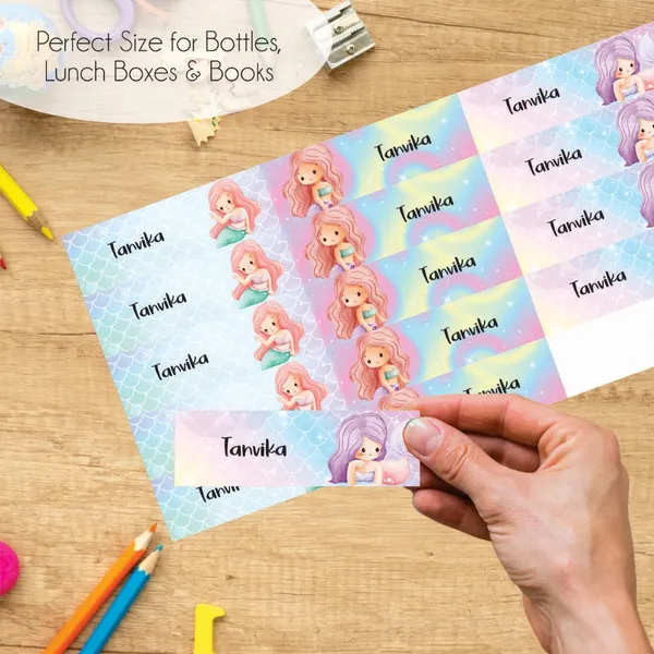 Zooplay_India_Waterproof_Name_Stickers,_Pack_of_90_Personalized_Stickers_for_School,_Bottles,_Lunchboxes_&_Stationery_�_Durable,_Peel_&_Stick,_Dishwasher_Safe_Tags_(Magical_Mermaid)