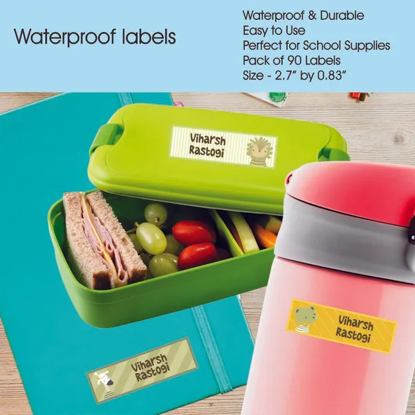 Zooplay_India_Waterproof_Name_Stickers,_Pack_of_90_Personalized_Stickers_for_School,_Bottles,_Lunchboxes_&_Stationery_�_Durable,_Peel_&_Stick,_Dishwasher_Safe_Tags_(Animal_Hugs)