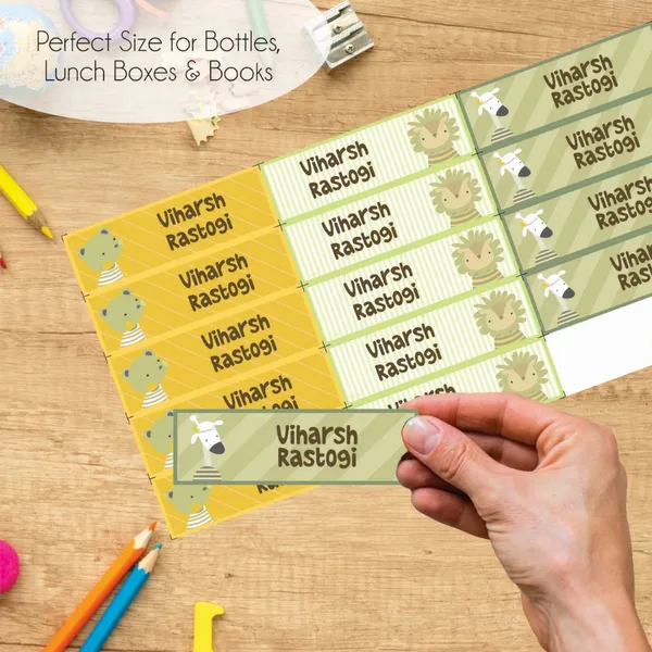 Zooplay_India_Waterproof_Name_Stickers,_Pack_of_90_Personalized_Stickers_for_School,_Bottles,_Lunchboxes_&_Stationery_�_Durable,_Peel_&_Stick,_Dishwasher_Safe_Tags_(Animal_Hugs)