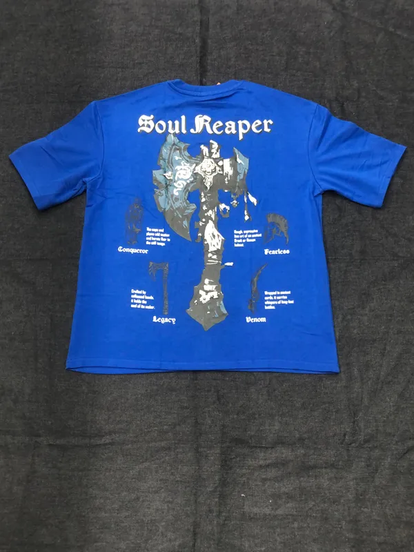 Blood_Defines_Honor_Soul_Reaper_Gothic_Print_Oversized_Blue_And_Maximum_Effort_Deadpool_Graphic_Print_Oversized_T-Shirt_Pack_Of_2