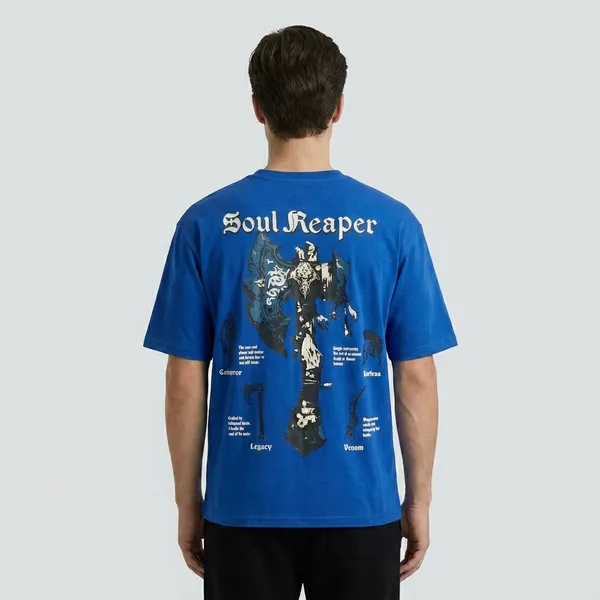 Blood_Defines_Honor_Soul_Reaper_Gothic_Print_Oversized_Blue_T-Shirt