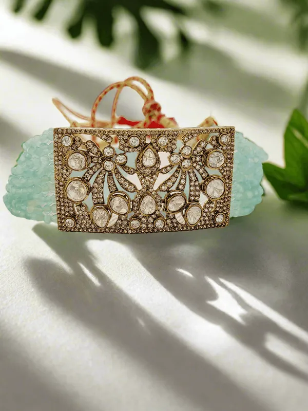 Regal_Victorian_Design_Rectangular_Choker_Set_With_Mint_Bead_Strand
