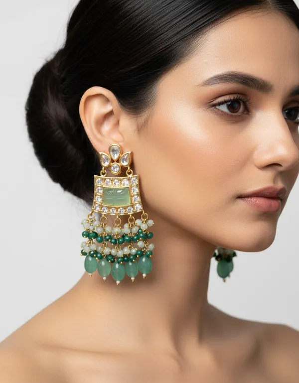 Antique_Gold_Plated_With_Green_Crystals_Beads_Dangler_Earrings