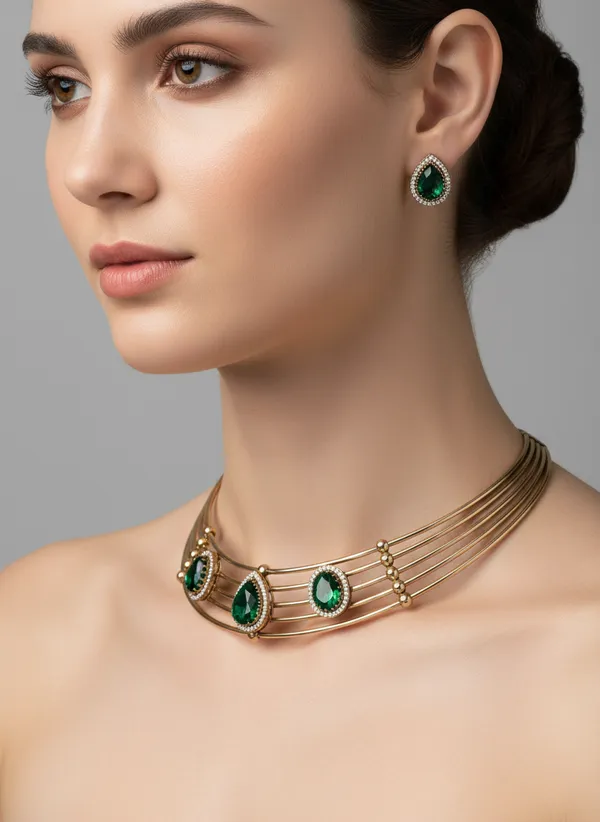 Antique_Gold_Hasli_Set_With_Green_Stone