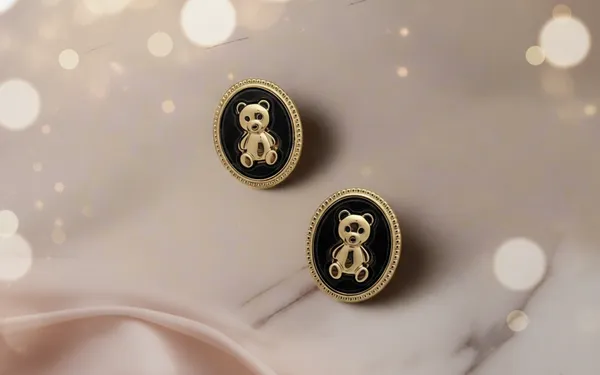 Teddy_Bear_Studs_Black_For_Women