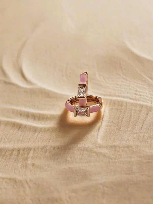 Elegant_Pink_Enamel_Gold_Plated_Earring_with_sparkling_zirconia
