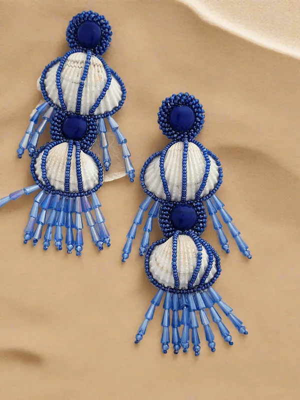 Seashell_And_Beaded_Dangle_Earrings_With_Crystal_Drops