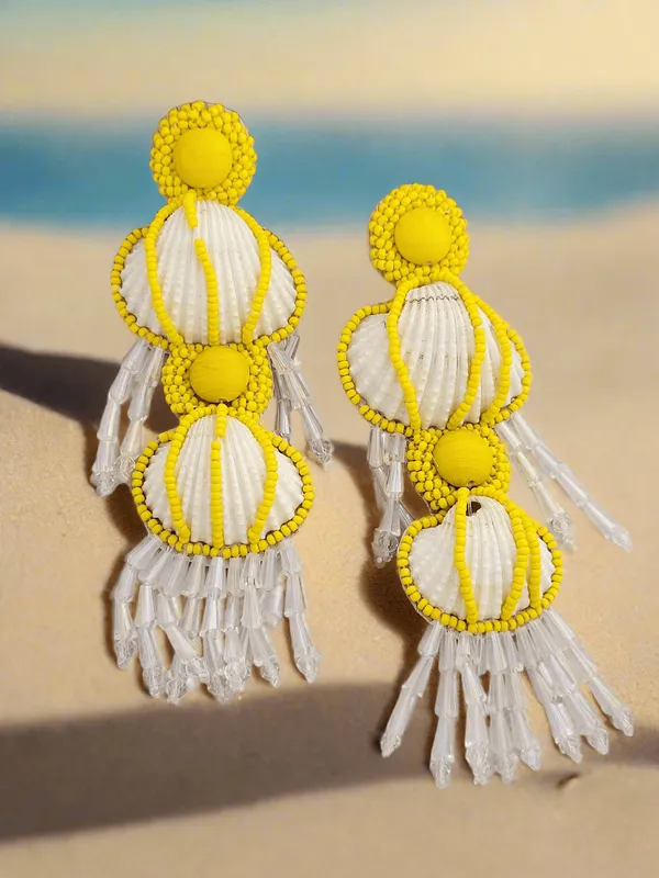 Seashell_And_Beaded_Dangle_Earrings_With_Crystal_Drops