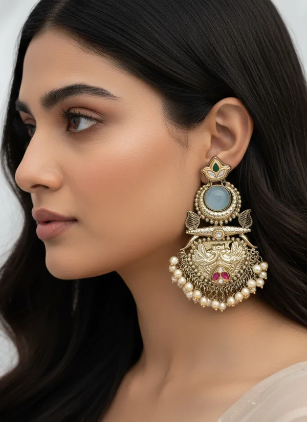 Antique_Gold_Toned_Peacock_Dangle_Earrings