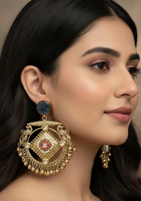 Gold_Toned_Circular_Dangle_Earrings