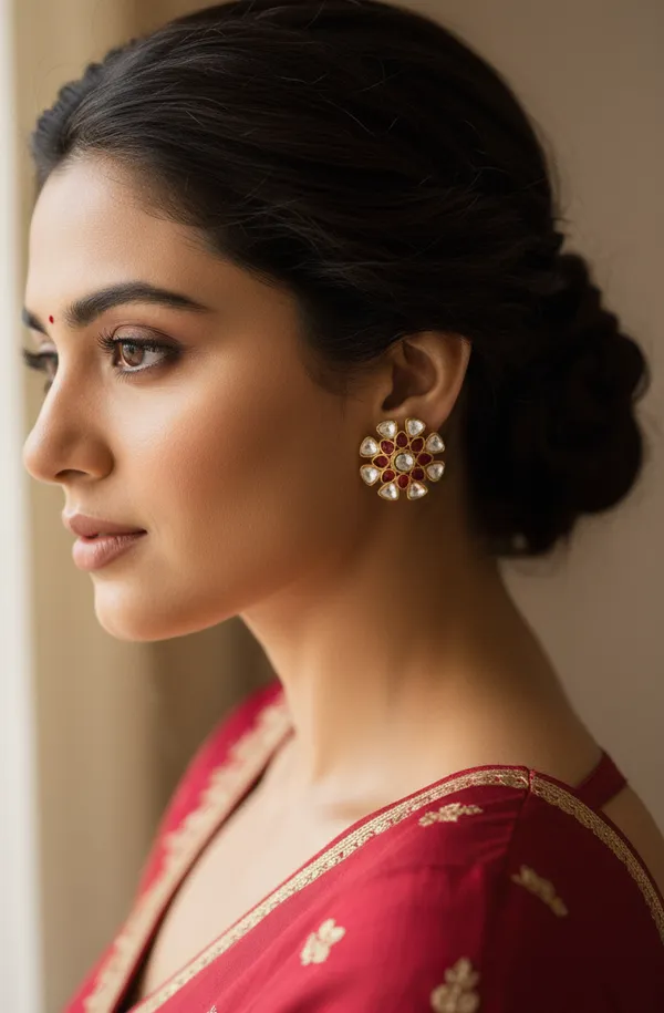 Polki_And_Ruby_Accent_Floral_Stud_Earrings
